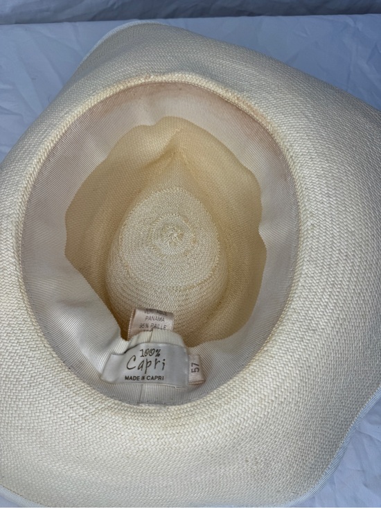 100% Capri Classic Wide-Brim Straw Hat with Ribbon - Cream main image 12